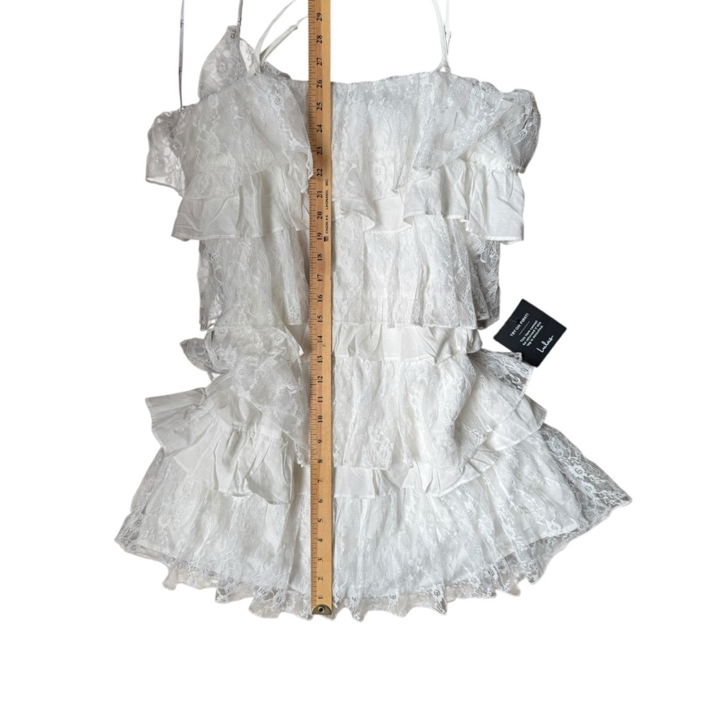 NWT LULUS Layer‎ On the Love White Tiered Lace Sleeveless Mini Dress - Picture 6 of 7